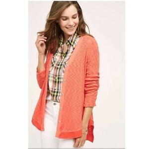 Anthropologie Left Of Center Evie Coral Cardigan